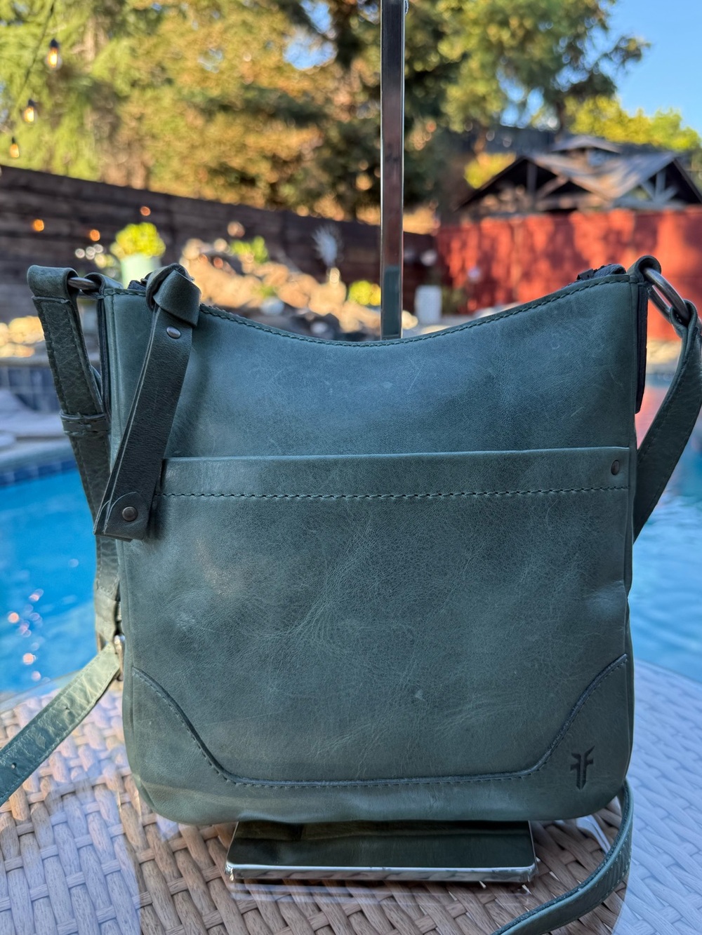 Frye Melissa Swing Pack Leather Crossbody Bag Rare Pine Green/Slate